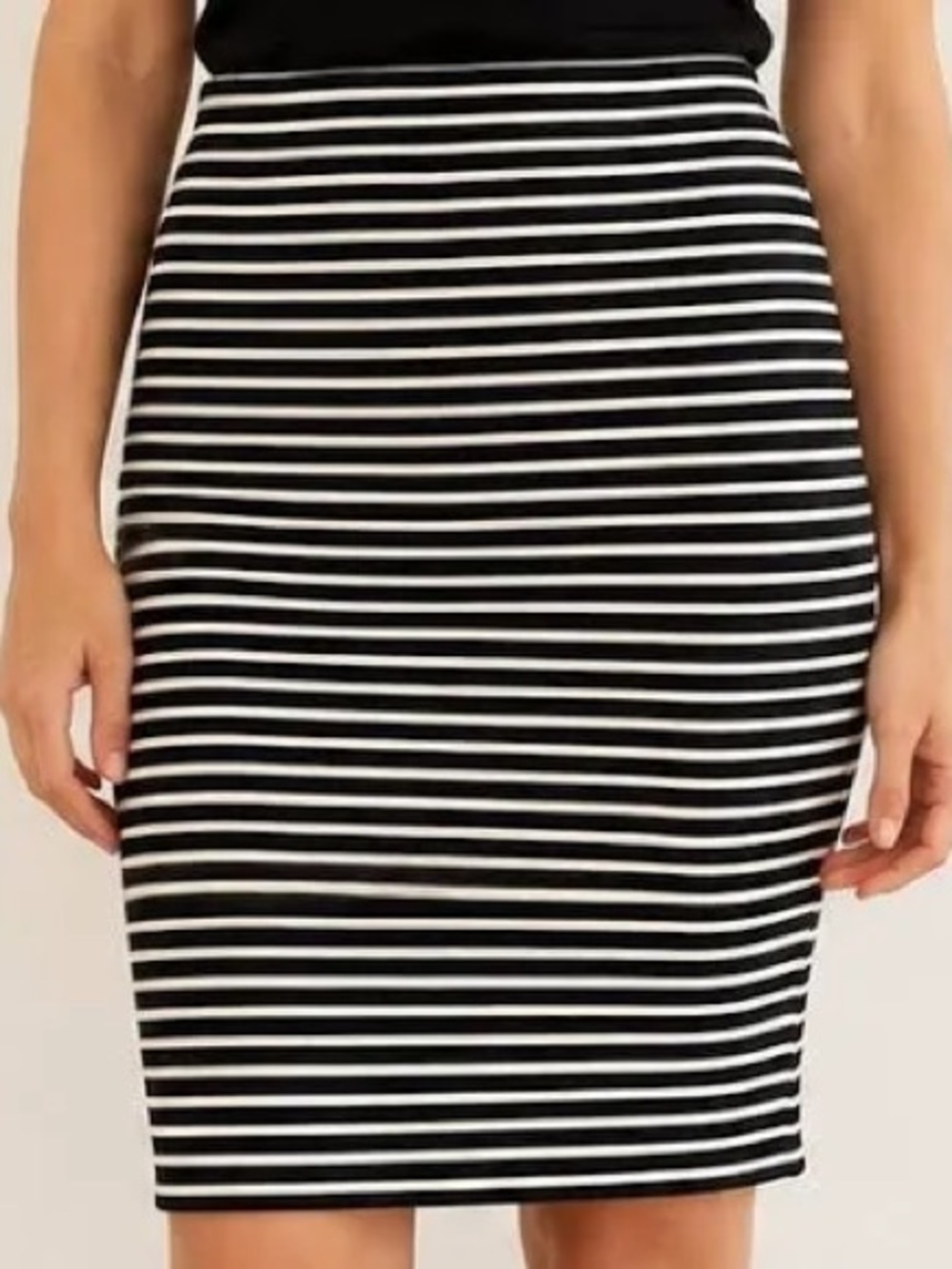LOFT Black & White Striped Pencil Skirt XXSP